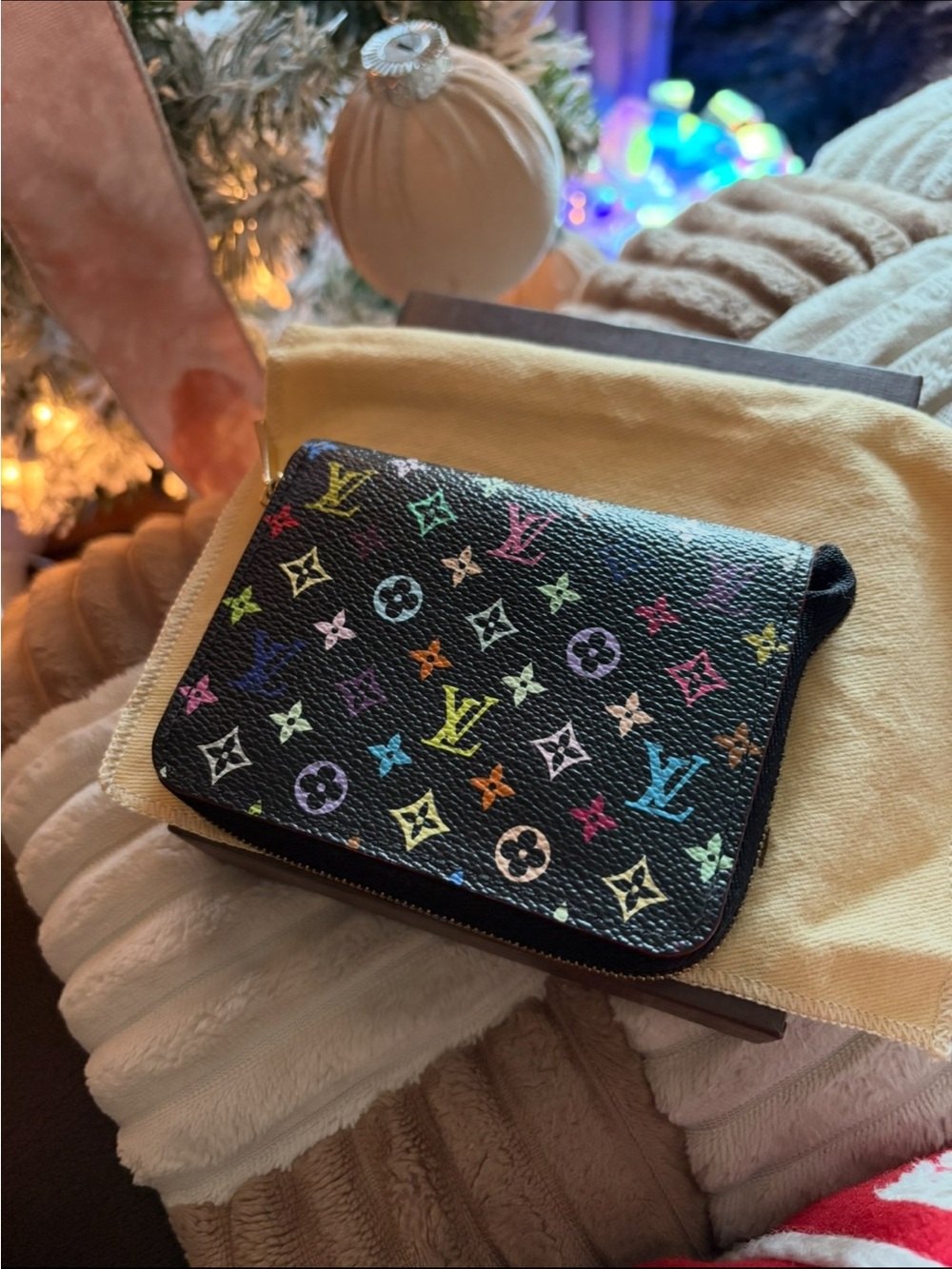 Louis Vuitton Black Multicolor Mirakami  Monogram Zippy Wallet